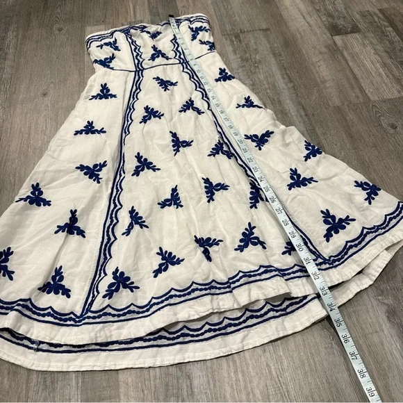 Anthropologie Moulinette Soeurs Embroidered Strapless Lidia linen dress size 2 - Picture 5 of 11